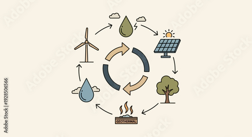 Sustainable Energy Cycle: Renewable Resources Illustration