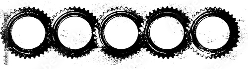 Abstract cycle gear chainring design in high contrast stencil style for artistic projects