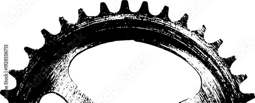 High contrast chainring teeth circle stencil design in vintage engraving style for industrial decor