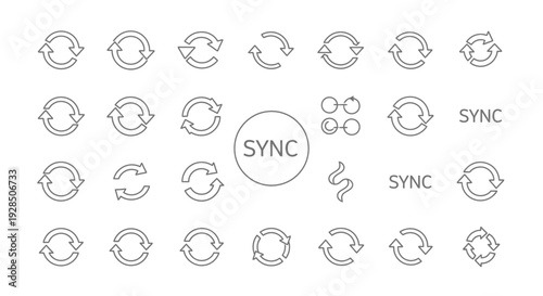Sync Icons Set, Synchronization Symbols Collection