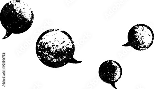 High contrast grunge chat dots icon design for communication themes