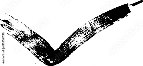 High contrast check mark badge in grunge stencil style for abstract design