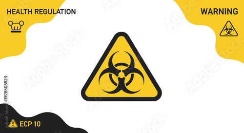 Biohazard Warning Sign Against White Background With Yellow Accents Design