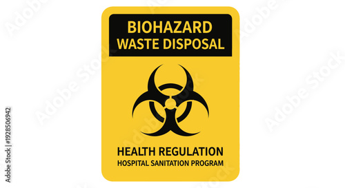 Biohazard Warning Sign for Medical and Scientific Applications with Waste Disposal Procedures
