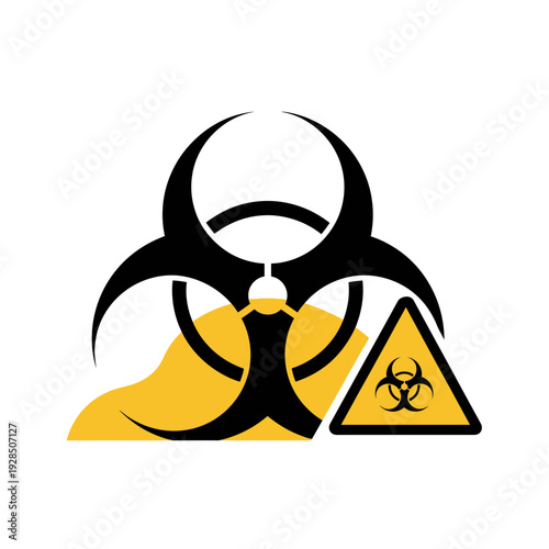 Biohazard Warning Symbol with Contamination Area Displayed in Vector Illustration Art