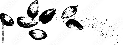 Abstract chili seed scatter in high contrast stencil style for design