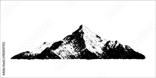 Mountain peaks in snow with stencil style high contrast design