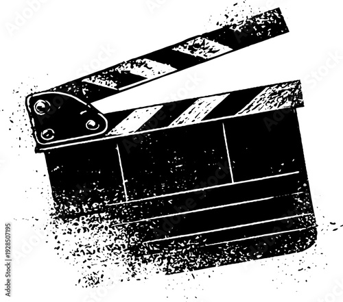 Cinema clapper silhouette in high contrast stencil style for film and entertainment design