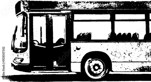 Urban transit art: city bus door in high contrast stencil style for modern design