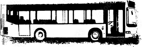 Urban transit scene with city bus door in high contrast stencil style