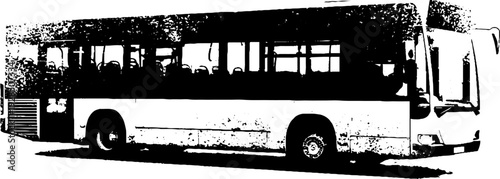 High contrast city bus side profile in stencil style for design use