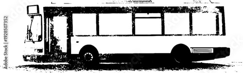 City bus side profile stencil style high contrast design for posters and prints