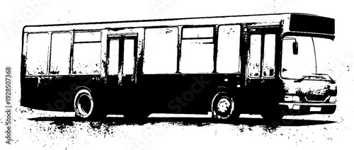 High contrast stencil style city bus side profile for design and posters