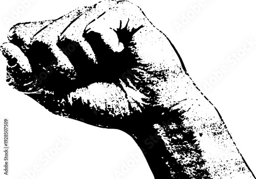 High contrast clenched fist silhouette for activism and strength designs