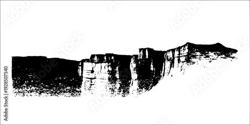Abstract cliff strata lines in high contrast stencil style for natural landscape design