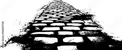 Cobblestone street pattern in high contrast stencil style design