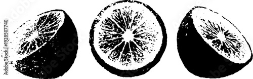 Abstract citrus garnish design in high contrast stencil style for creative cocktail art