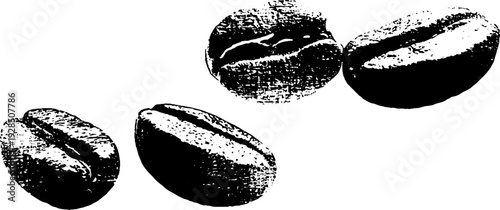 Abstract high contrast coffee bean art in stencil style for cafe design