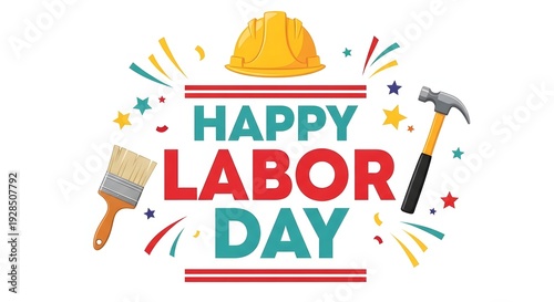 Happy labor day celebration honoring workers and labor unions