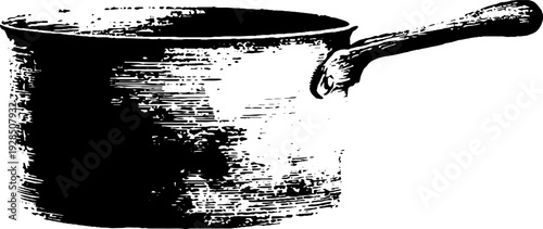 Abstract high contrast stencil of cook pot with bail handle for kitchen art design
