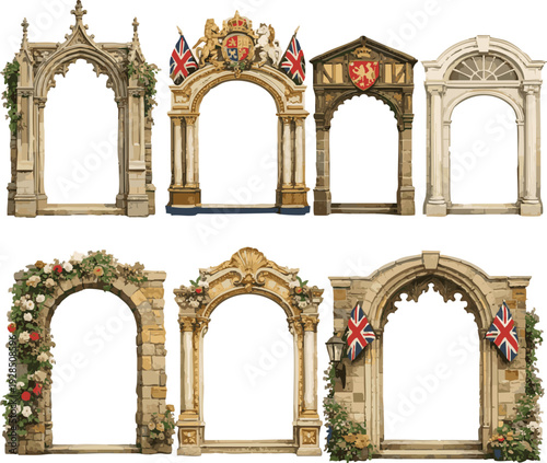 British Arch Frame Set, Vector Stock
