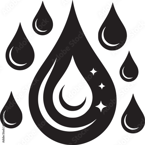 Pure water drops sparkle with cleanliness, symbolizing freshness and hydration for a healthy lifestyle.