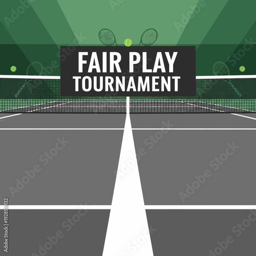A Dynamic Illustration of a Fair Play Tennis Tournament on a Lush Green Court