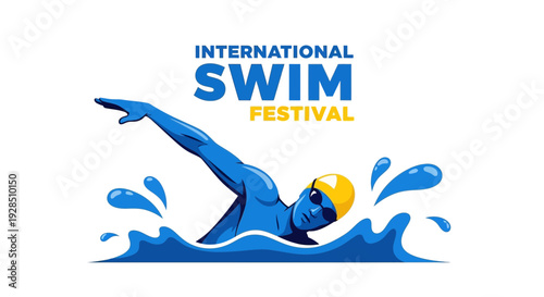 A Dynamic Illustration Of A Swimmer Participating In An International Swim Festival