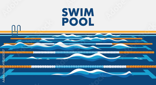 A Graphic Depiction Of A Vibrant Swim Pool With Lane Markers Ready For Competition