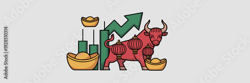 Stock market prosperity icons – Ideal for financial holiday content.