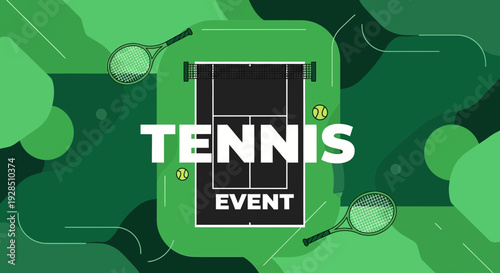 A Modern Tennis Event Illustration Showcasing Vibrant Sports Graphics and Design