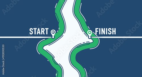 Abstract Course Map Illustrating Journey, Path, And Progression to Reach a Destination