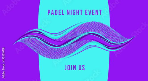 Abstract Padel Night Event Invitation Graphic With Geometric Swirl Design