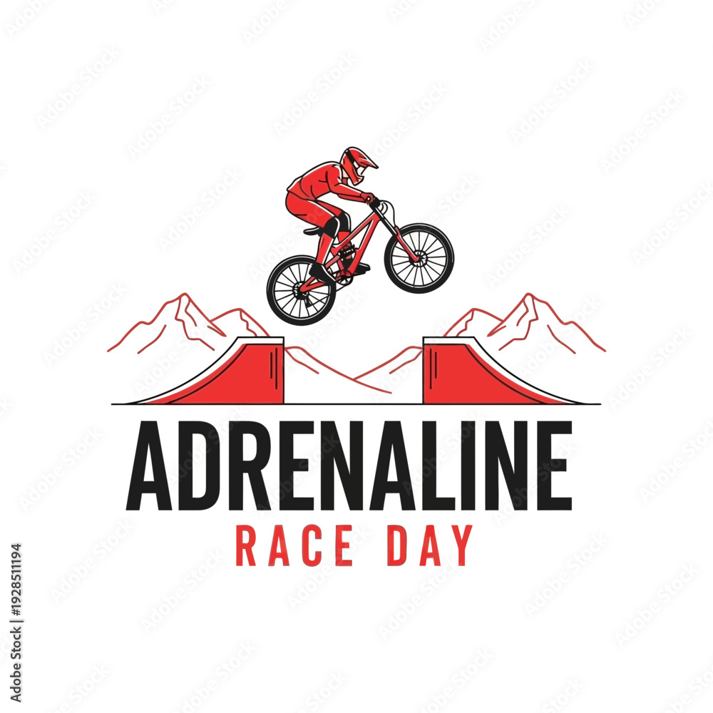 Naklejka premium Action Sports Enthusiast Soaring High On BMX Bike During Adrenaline-Fueled Race Day Event