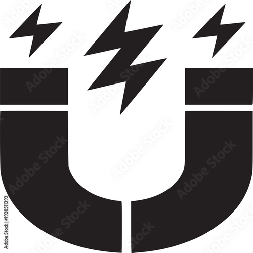 Electrifying magnet icon highlighting strength, attraction, and power for science and technology projects