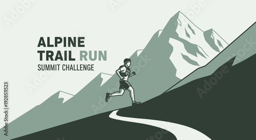 Alpine Trail Run Summit Challenge Depicting Endurance And Adventure In Mountainous Terrain