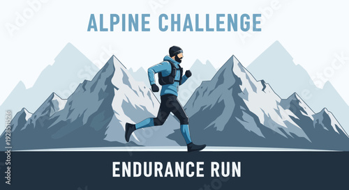 Alpine Runner Undertaking Endurance Challenge In Rugged Mountainous Terrain Adventure