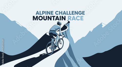 Alpine Mountain Race Depicting A Cyclist Challenging The Height Of A Mountain Pass