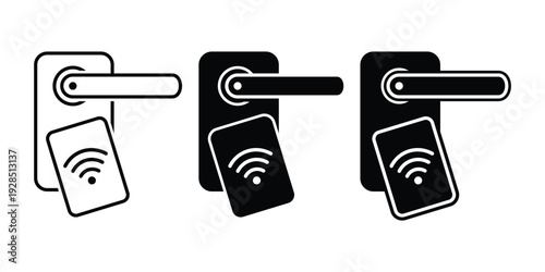 Keyless Smart Door Lock Icon. Card Tap Access System. Vector Illustration