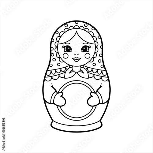 Customizable Matryoshka Nesting Doll Coloring Page for Kids vector illustration