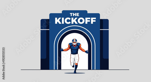 American Football Player Emerging From The Kickoff Gateway Towards Victory And Excitement