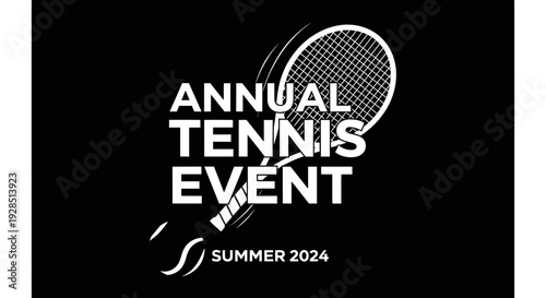 Annual Tennis Tournament Announcement Featuring Racket Graphics For Summer 2024