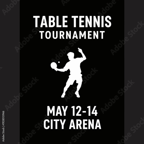 Announcing Exciting Table Tennis Tournament Event with Dynamic Athlete Silhouette Design