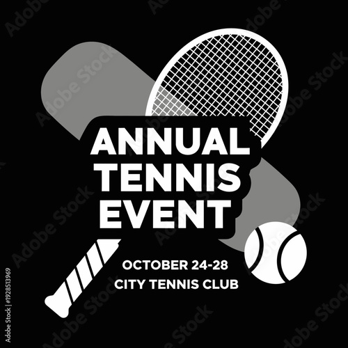 Annually Organized Tennis Tournament Event Announcement Design for City Tennis Club Promotion