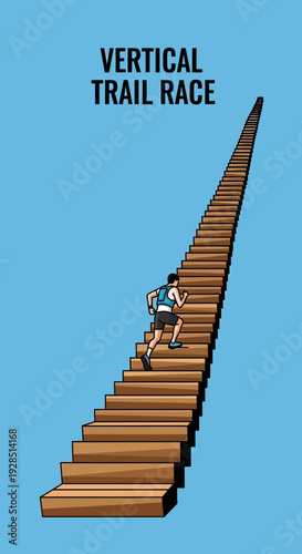 Athlete Ascends Endless Staircase, Illustrating Persistence and Mountainous Endurance Challenge