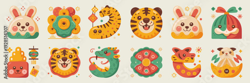Cute animal shaped New Year treats – Perfect for festive stickers.