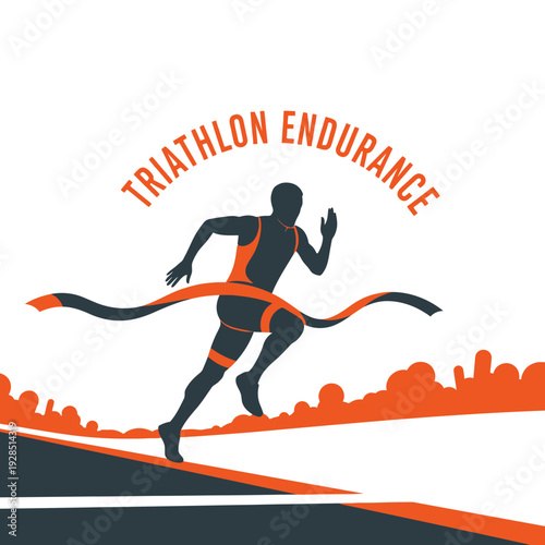 Athlete Celebrating Triumph After Completing Triathlon Race with Endurance and Determination