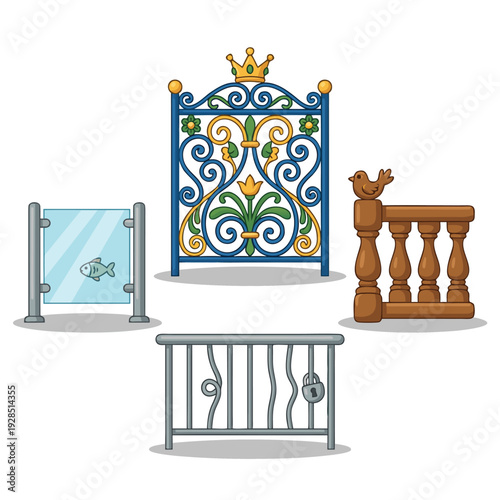 Collection of decorative gates and railings.
