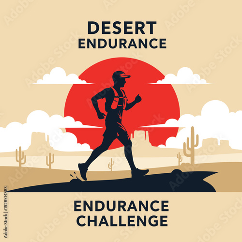 Athlete Perseveres Through Desert Terrain During Intense Endurance Challenge, Overcoming Obstacles