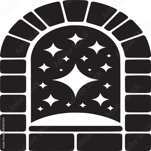 Magical window to starry night sky, a whimsical illustration for fantasy stories and children's books